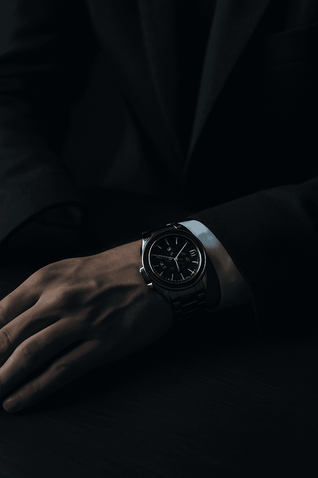 A man's wrist wearing a steel Kalonda chronograph